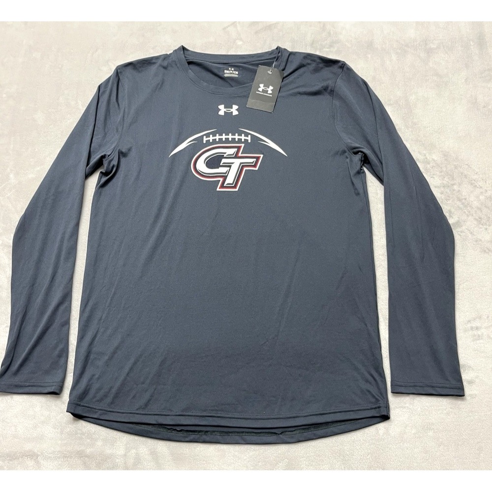 Under Armour Team Tech Tee Men Small Gray Loose Long Sleeve Stretch Breathable